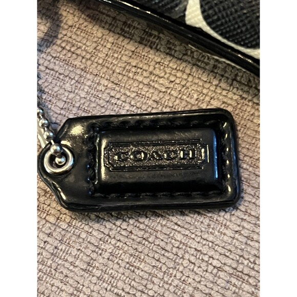 Coach Wristlet Womens Black White Signature C Coated Canvas Patent Strap Bag - Picture 3 of 11